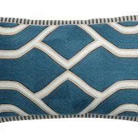 Coussin Brodé Ethnique Bleu 30 X 50 Cm YELO