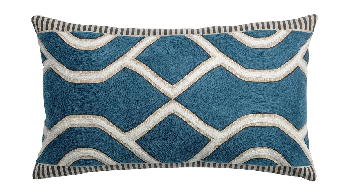 Coussin Brodé Ethnique Bleu 30 X 50 Cm YELO 3 Coussin Brodé Ethnique Bleu 30 X 50 Cm YELO