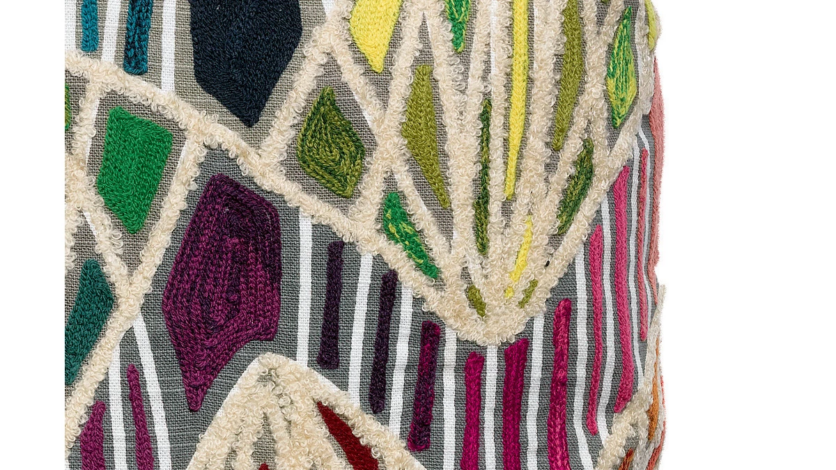 Coussin En Coton Brodé Multicolore 45 X 45 Cm ETIK 4 Coussin En Coton Brodé Multicolore 45 X 45 Cm ETIK – Image 2