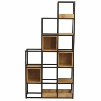 Etagère Séparateur D'espace En Bois Manguier Massif Et Métal Noir L90cm FINLEY