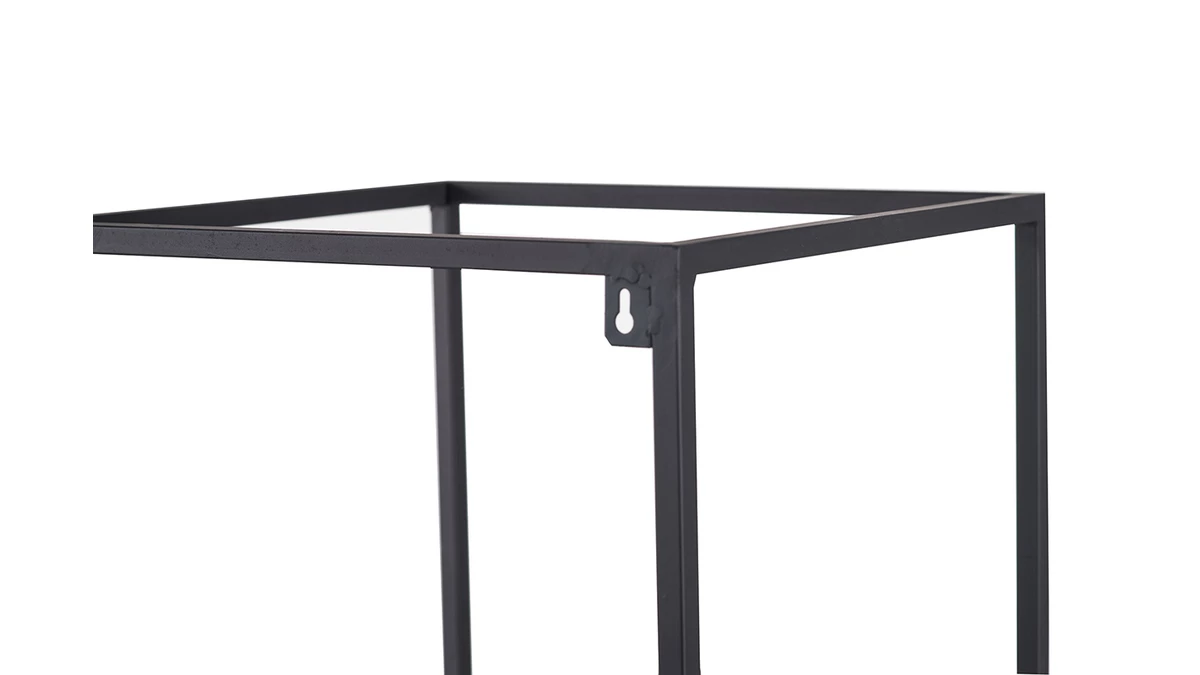 étagères Murales Carrées En Métal Noir Et Manguier Massif (lot De 3) YPSTER 6 étagères Murales Carrées En Métal Noir Et Manguier Massif (lot De 3) YPSTER – Image 4