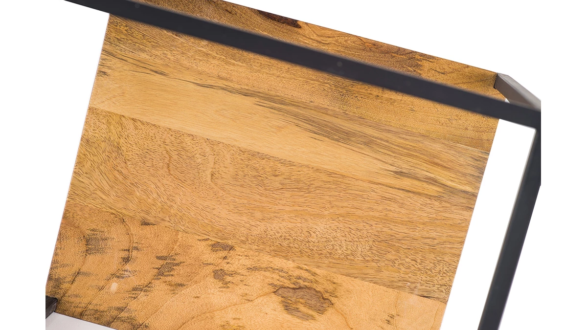 étagères Murales Carrées En Métal Noir Et Manguier Massif (lot De 3) YPSTER 7 étagères Murales Carrées En Métal Noir Et Manguier Massif (lot De 3) YPSTER – Image 5