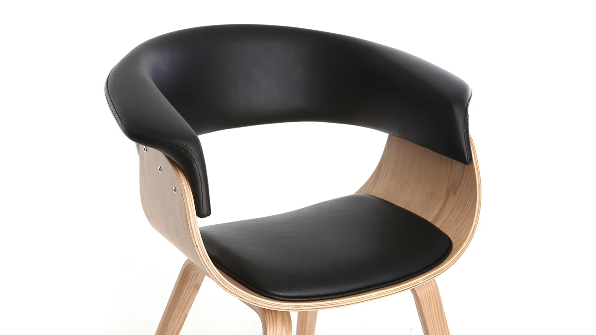 Fauteuil Scandinave Noir Et Bois Clair OKTAV 7 Fauteuil Scandinave Noir Et Bois Clair OKTAV – Image 5