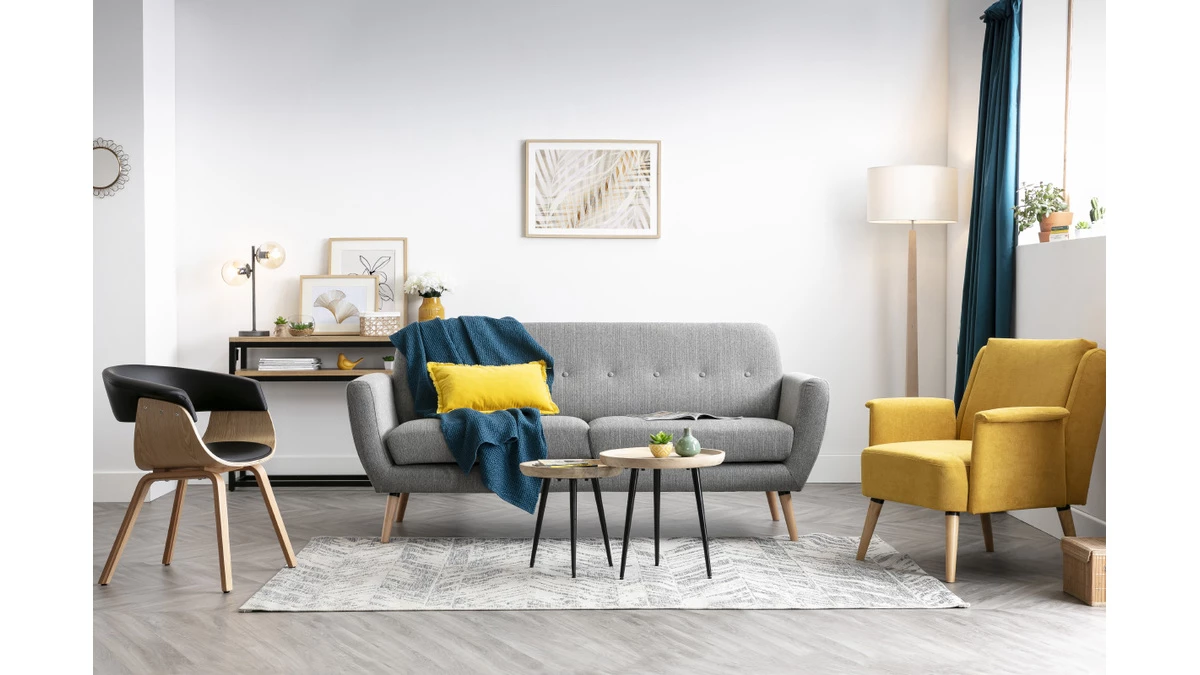 Fauteuil Scandinave Noir Et Bois Clair OKTAV 8 Fauteuil Scandinave Noir Et Bois Clair OKTAV – Image 6