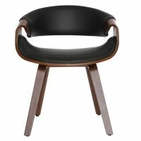 Fauteuil Scandinave Noir Et Bois Foncé Noyer ARAMIS