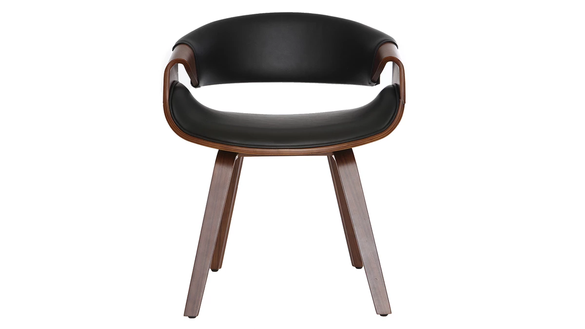 Fauteuil Scandinave Noir Et Bois Foncé Noyer ARAMIS 3 Fauteuil Scandinave Noir Et Bois Foncé Noyer ARAMIS