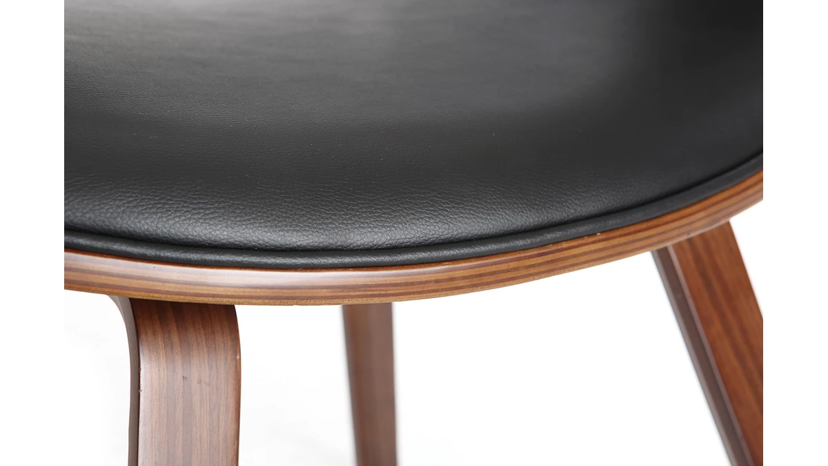 Fauteuil Scandinave Noir Et Bois Foncé Noyer ARAMIS 7 Fauteuil Scandinave Noir Et Bois Foncé Noyer ARAMIS – Image 5