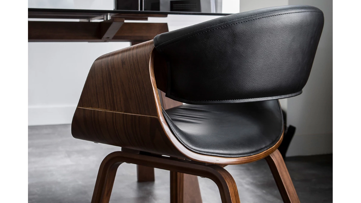 Fauteuil Scandinave Noir Et Bois Foncé Noyer ARAMIS 9 Fauteuil Scandinave Noir Et Bois Foncé Noyer ARAMIS – Image 7