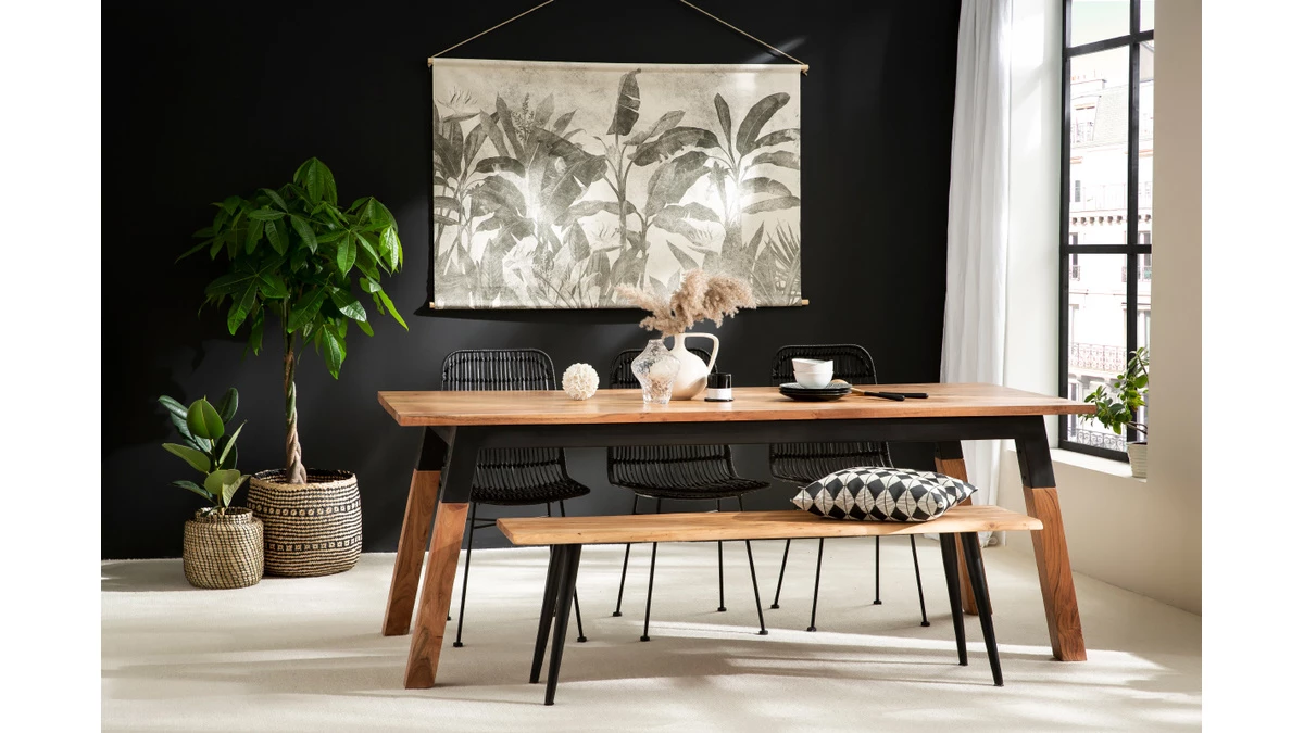 Kakemono Végétaux Noir Et Blanc L150 X L100 Cm MACA 4 Kakemono Végétaux Noir Et Blanc L150 X L100 Cm MACA – Image 2