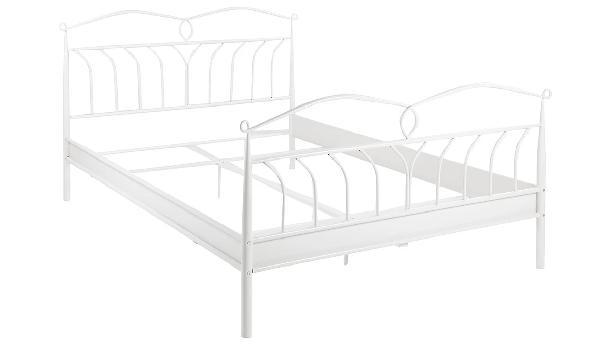 Lit 2 Places 140x200 Cm En Métal Blanc NOTTE 3 Lit 2 Places 140x200 Cm En Métal Blanc NOTTE – Image 2