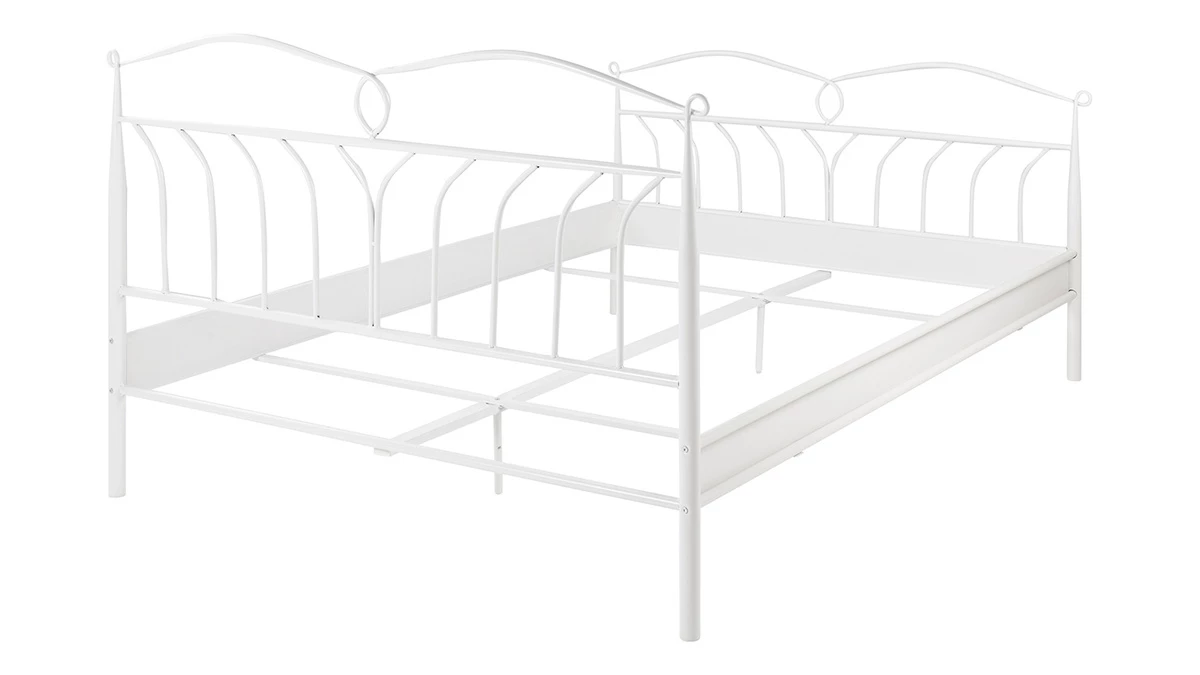 Lit 2 Places 140x200 Cm En Métal Blanc NOTTE 4 Lit 2 Places 140x200 Cm En Métal Blanc NOTTE – Image 3