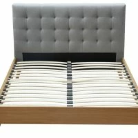 Lit 2 Places 140x200cm En Bois Et Tissu Gris LYNN