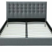 Lit 2 Places 160x200 Capitonné En Tissu Gris Clair DANAE