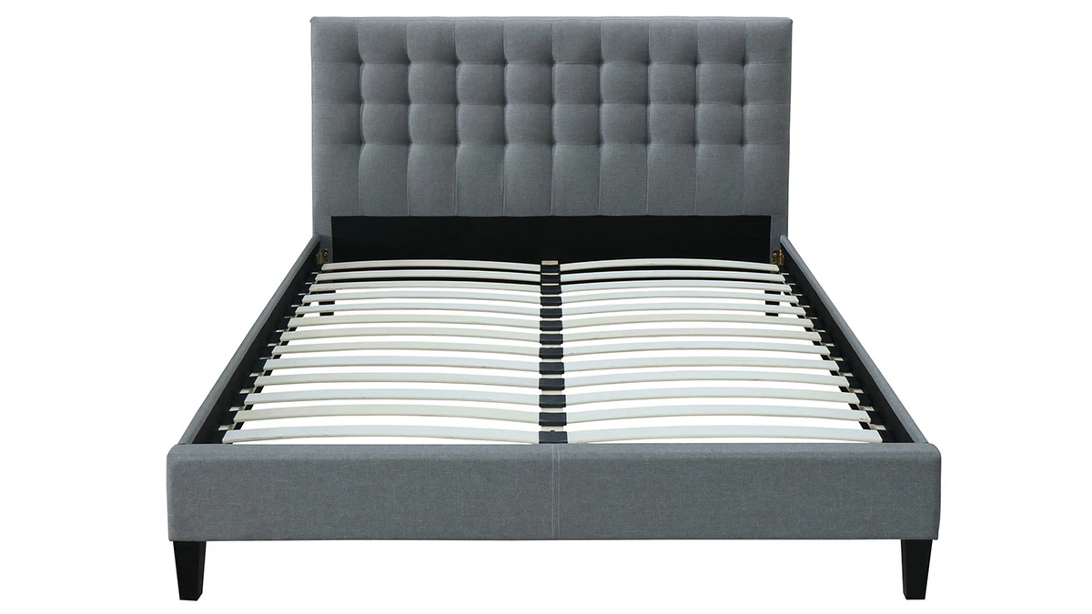 Lit 2 Places 160x200 Capitonné En Tissu Gris Clair DANAE 3 Lit 2 Places 160x200 Capitonné En Tissu Gris Clair DANAE