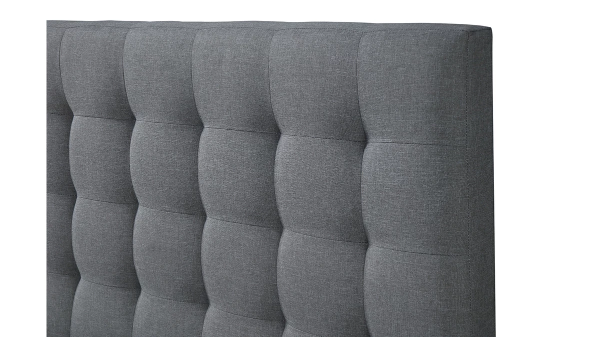 Lit 2 Places 160x200 Capitonné En Tissu Gris Clair DANAE 6 Lit 2 Places 160x200 Capitonné En Tissu Gris Clair DANAE – Image 4