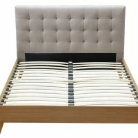 Lit 2 Places 160x200 Cm En Bois Et Tissu Beige LYNN