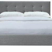 Lit 2 Places 160x200 Cm En Tissu Gris Capitonné MARQUISE