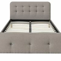 Lit 2 Places 160x200cm En Tissu Beige Capitonné HOLSEN