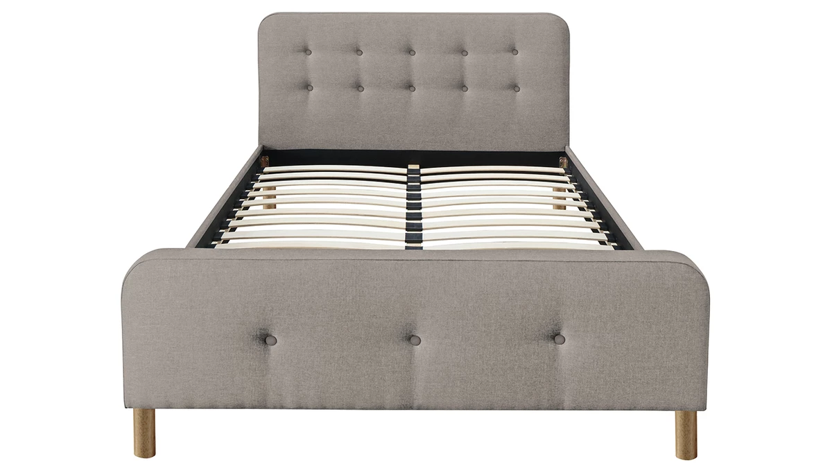 Lit 2 Places 160x200cm En Tissu Beige Capitonné HOLSEN 3 Lit 2 Places 160x200cm En Tissu Beige Capitonné HOLSEN