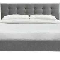 Lit 2 Places 180x200 Cm En Tissu Gris Capitonné MARQUISE