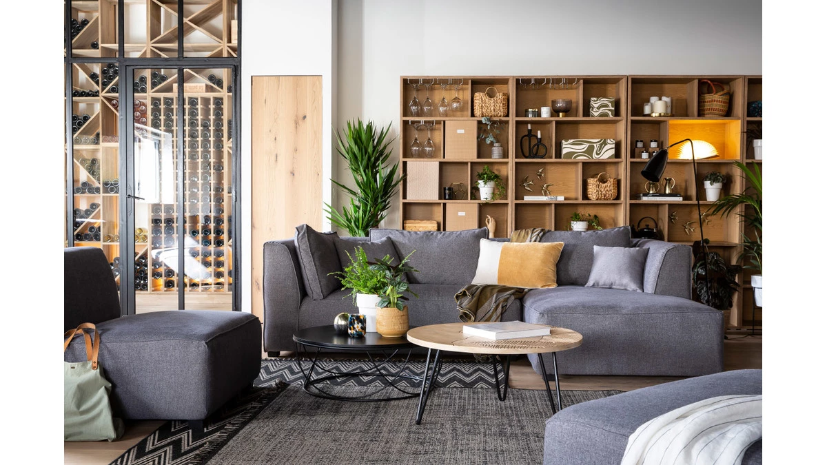 Méridienne Angle Droit En Tissu Gris Anthracite PLURIEL 8 Méridienne Angle Droit En Tissu Gris Anthracite PLURIEL – Image 6