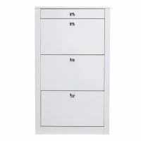 Meuble à Chaussures Design Blanc Laqué Brillant L70 Cm DEVA