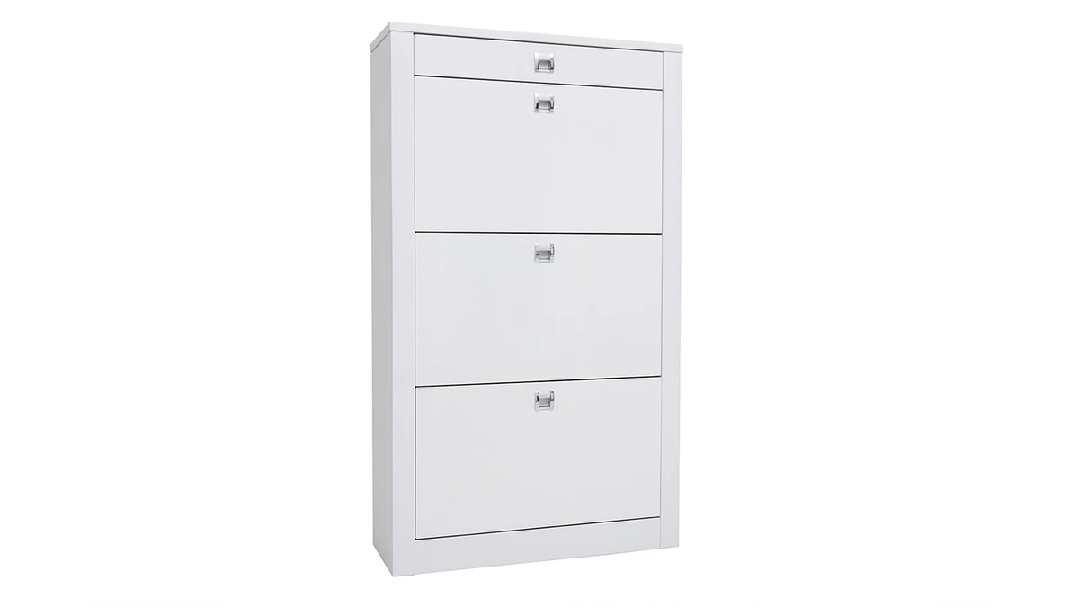 Meuble à Chaussures Design Blanc Laqué Brillant L70 Cm DEVA 4 Meuble à Chaussures Design Blanc Laqué Brillant L70 Cm DEVA – Image 2