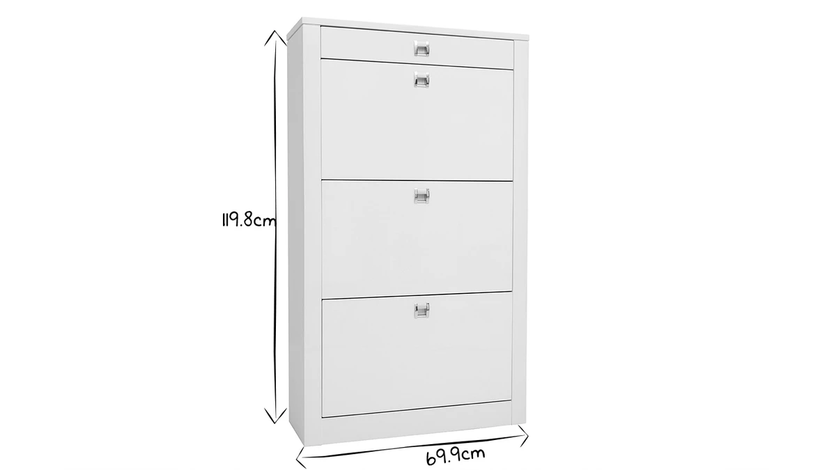 Meuble à Chaussures Design Blanc Laqué Brillant L70 Cm DEVA 9 Meuble à Chaussures Design Blanc Laqué Brillant L70 Cm DEVA – Image 7