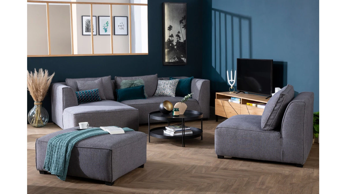 Module D'angle Droit Pour Canapé En Tissu Gris Anthracite PLURIEL 8 Module D'angle Droit Pour Canapé En Tissu Gris Anthracite PLURIEL – Image 6