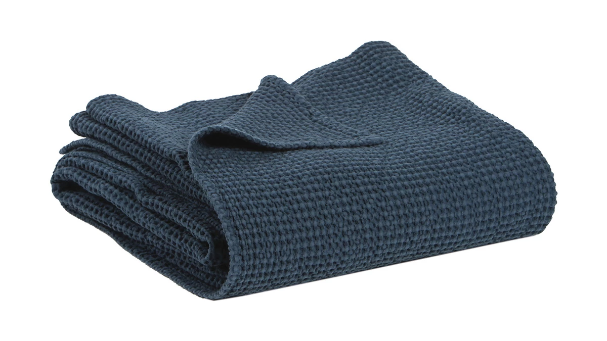 Plaid En Coton Bleu Nuit 140 X 200 Cm YAM 3 Plaid En Coton Bleu Nuit 140 X 200 Cm YAM