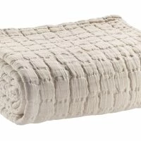 Plaid En Coton Texturé Couleur Lin 130 X 200 Cm WAFLE