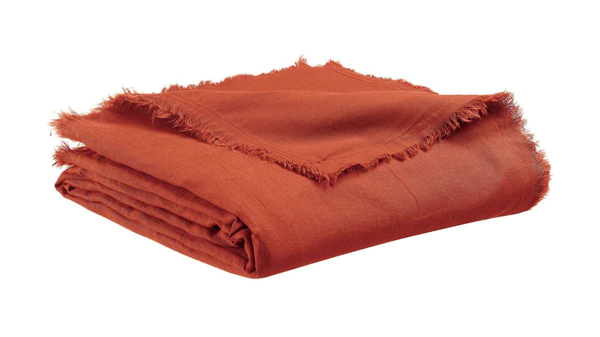 Plaid En Lin Terracotta 130 X 180 Cm LINEN 3 Plaid En Lin Terracotta 130 X 180 Cm LINEN