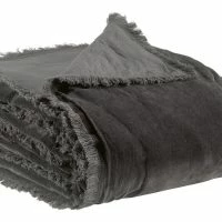 Plaid En Velours Gris Ardoise 135 X 200 Cm PESCA