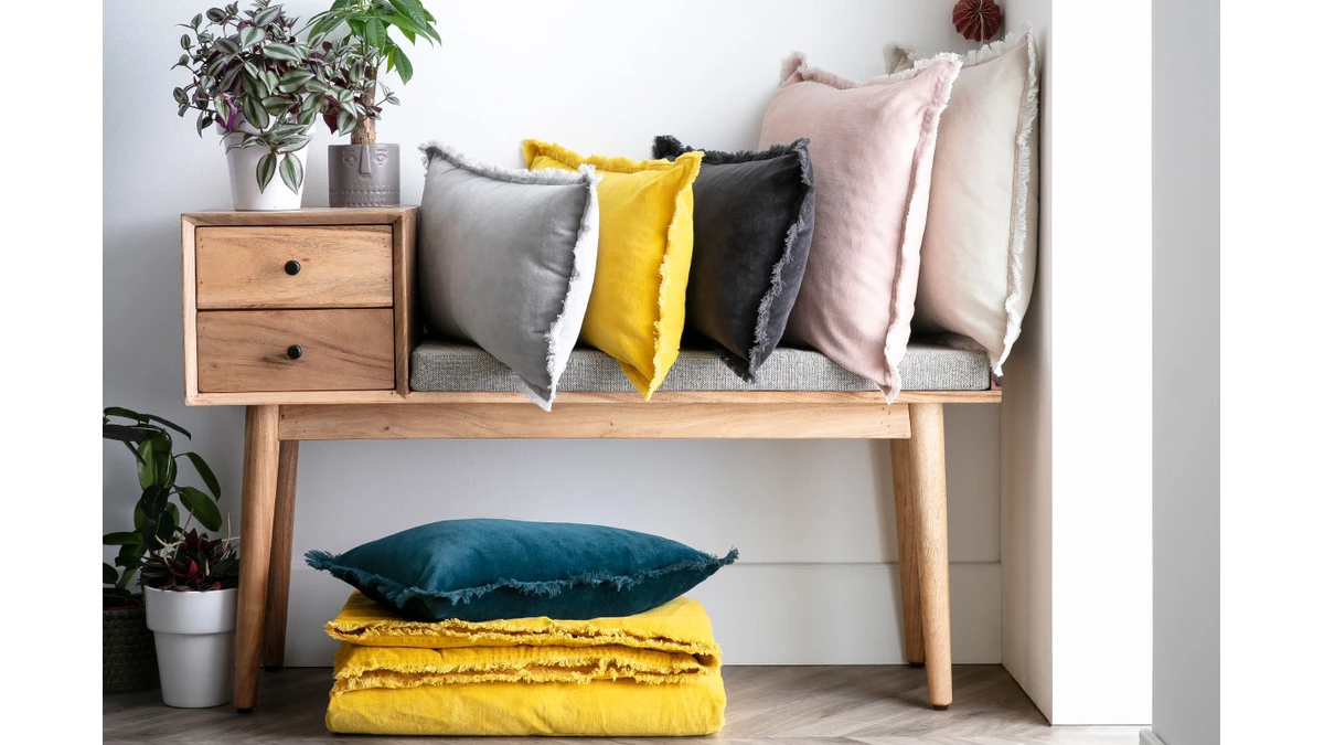 Plaid En Velours Gris Ardoise 135 X 200 Cm PESCA 4 Plaid En Velours Gris Ardoise 135 X 200 Cm PESCA – Image 2