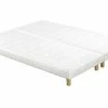 Sommiers Tapissiers Tissu Blanc Pieds Bois 90 X 200 Cm (lot De 2) JAMI