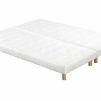 Sommiers Tapissiers Tissu Blanc Pieds Bois 90 X 200 Cm (lot De 2) JAMI