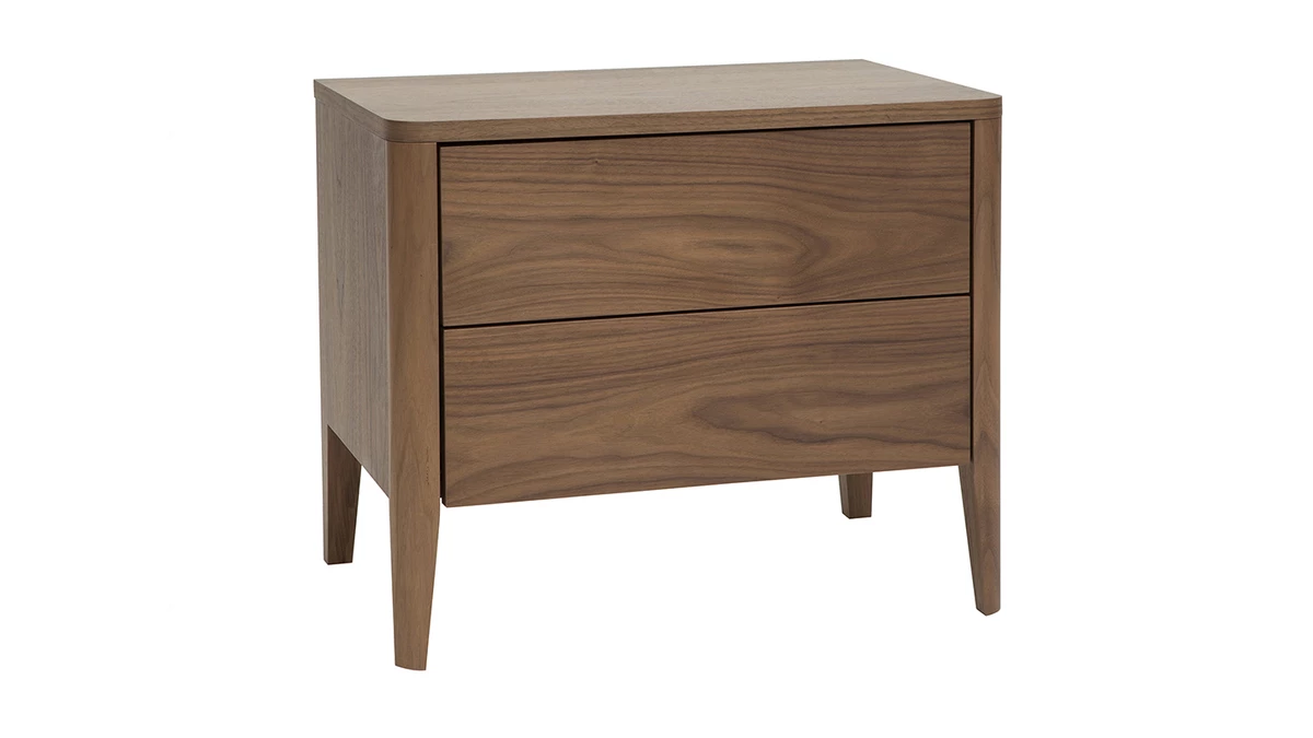 Table De Chevet Bois Foncé Noyer 2 Tiroirs L60 Cm BENJA 4 Table De Chevet Bois Foncé Noyer 2 Tiroirs L60 Cm BENJA – Image 2