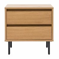 Table De Chevet Finition Bois Clair Chêne 2 Tiroirs L50 Cm ARAGON