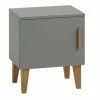 Table De Chevet Grise Et Pieds Chêne ELIAS