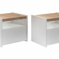 Tables De Chevet Design Avec Tiroir Blanc Mat Et Finition Chêne (lot De 2) VERDI