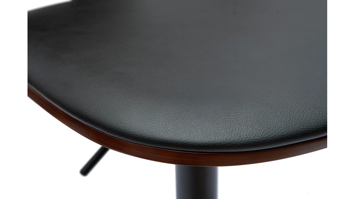 Tabouret De Bar Ajustable Noir Et Noyer BECK 7 Tabouret De Bar Ajustable Noir Et Noyer BECK – Image 5
