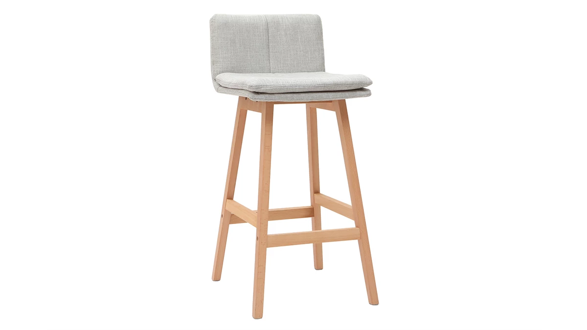 Tabouret De Bar Bois Et Gris Perle 65 Cm (lot De 2) JOAN 5 Tabouret De Bar Bois Et Gris Perle 65 Cm (lot De 2) JOAN – Image 3