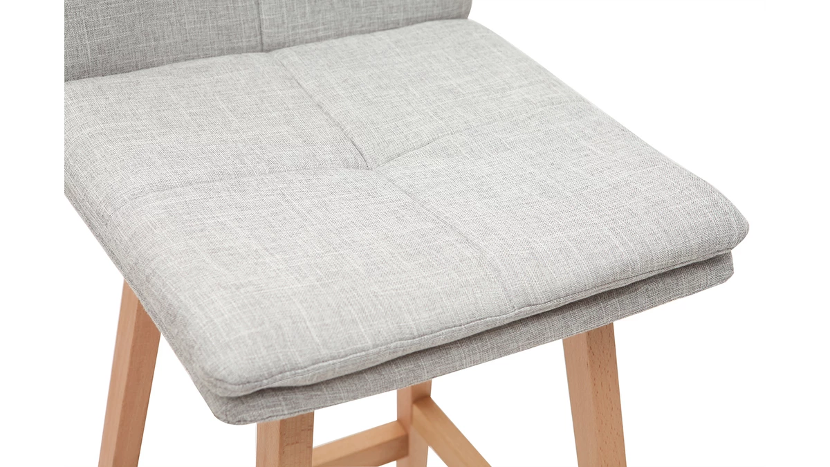 Tabouret De Bar Bois Et Gris Perle 65 Cm (lot De 2) JOAN 8 Tabouret De Bar Bois Et Gris Perle 65 Cm (lot De 2) JOAN – Image 6