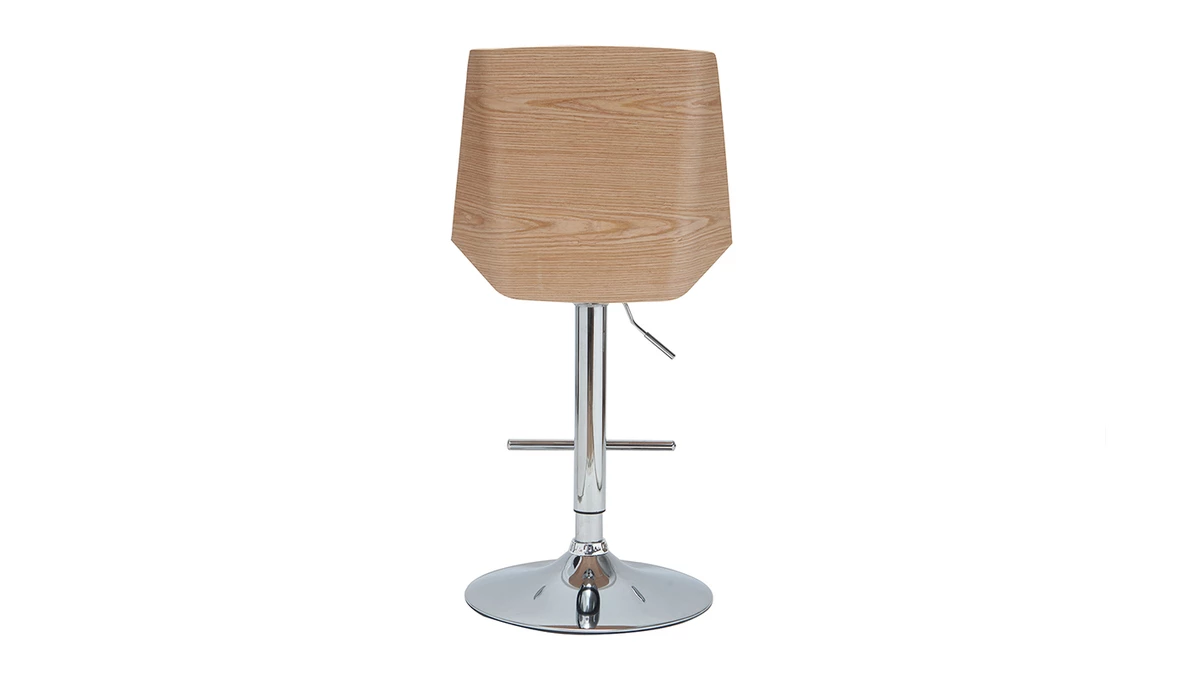 Tabouret De Bar Design Blanc Et Bois Clair MELKIOR 6 Tabouret De Bar Design Blanc Et Bois Clair MELKIOR – Image 4