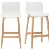 Tabouret De Bar Design Bois Et Blanc 75 Cm (lot De 2) NEW SURF