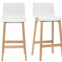 Tabouret De Bar Design Bois Et Blanc 75 Cm (lot De 2) NEW SURF