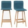Tabouret De Bar Design Bois Et Bleu Canard 65 Cm (lot De 2) EMMA