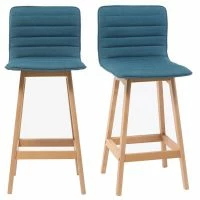 Tabouret De Bar Design Bois Et Bleu Canard 65 Cm (lot De 2) EMMA