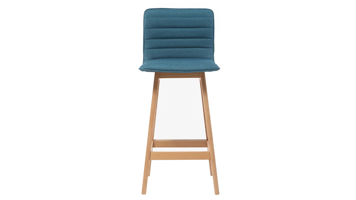 Tabouret De Bar Design Bois Et Bleu Canard 65 Cm (lot De 2) EMMA 4 Tabouret De Bar Design Bois Et Bleu Canard 65 Cm (lot De 2) EMMA – Image 2
