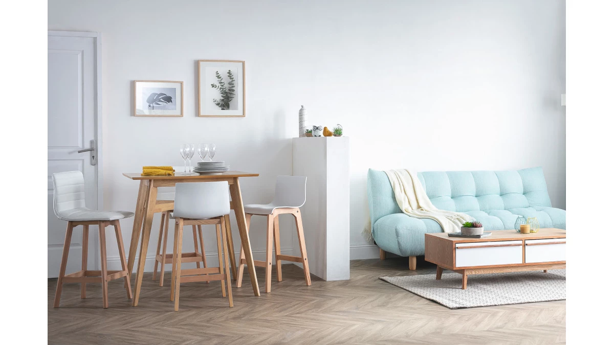 Tabouret De Bar Design Bois Et Bleu Canard 65 Cm (lot De 2) EMMA 10 Tabouret De Bar Design Bois Et Bleu Canard 65 Cm (lot De 2) EMMA – Image 8